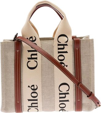 Chlo&eacute; Tassen, Dames, Beige, ONE Size, Leer, Mini Woody Tote Bag