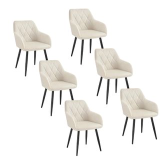 Woltu Woltu Sillas De Comedor Silla Reposabrazos Silla Tapizada Con Respaldos Sillas Nordicas Silla Para Comedor Sal&oacute;n Dormitorio Cocina Pasillo Crema Terci