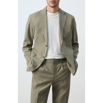 Mango Slim Fit Blazer in Green at Nordstrom, Size 42