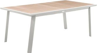 Hesperide Hesperide - Tavolo da giardino allungabile pavane in lino e bianco, 12 posti a sedere, in alluminio epossidico - Hespéride