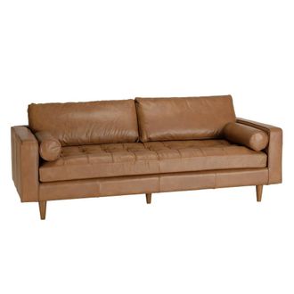 Macabane Sof&aacute; de 3 plazas en piel, color caramelo