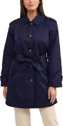 Ellen Tracy Womens Coated Gab Trench with Polyfill Insulation