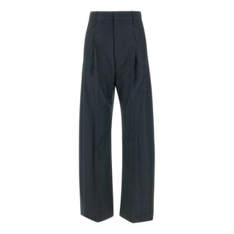 Victoria Beckham Ethel Broeken - Dames - Wijde Broeken - Grijs - 2XS - Wol - Broeken