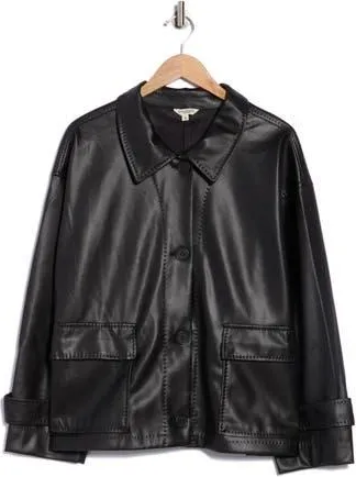 Max Studio Faux Leather Jacket in Black at Nordstrom Rack, Size 2X