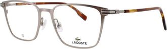 Lacoste Mens Silver Tone Rectangular Eyeglass Frames L2301