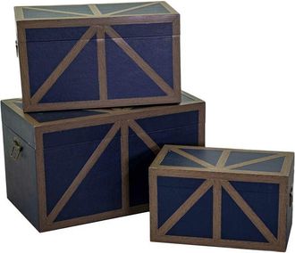 Vacchetti Ba&uacute;l De Madera Ecopiel Azul Rectangular 1-3 Cm68x38h40