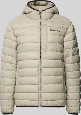 Champion Steppjacke mit Kapuze und Logo in Beige, Größe XXL