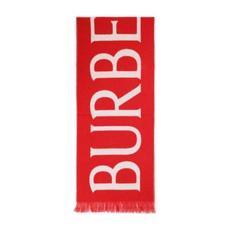 Burberry Winter Scarves, unisex, Red, Size: ONE SIZE Logo Wool Scarf