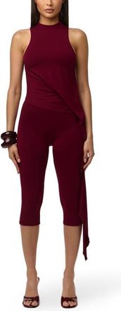 Naked Wardrobe Asymmetric Body-Con Top in Sangria at Nordstrom, Size X-Small