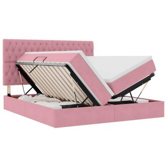 vidaXL Cama De Almacenamiento Led Con Colch&oacute;n Rosa 180 X 200 Cm Vidaxl