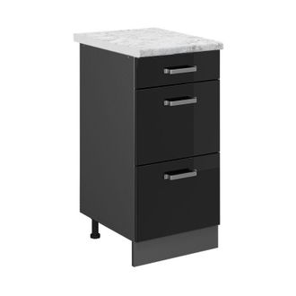 Vicco Mobiletto base per cucina R-Line, Nero lucido, 40 cm pl Marmo