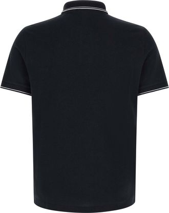 Stone Island Logo-Embroidered Cotton Piqu&eacute; Polo Shirt - Black