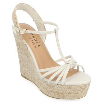 Journee Collection Yara Sandals Stone Wedge Heel Espadrille HAWK387