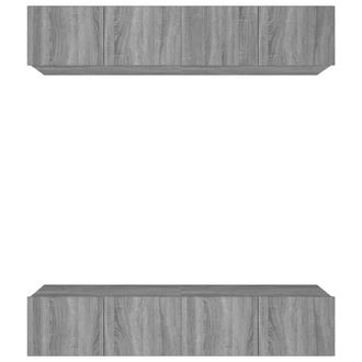Berkfield Home TV Cabinets 4 pcs Grey Sonoma 80x30x30 cm Engineered Wood | Size: 80 x 30 x 30 cm