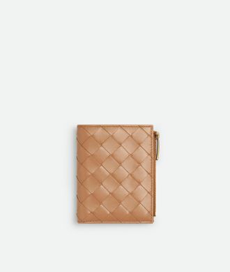 Bottega Veneta Intrecciato Small Bi-fold Wallet - Brown - Woman - 100% Lambskin