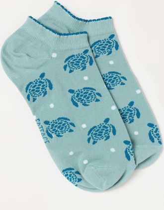 Fat Face FatFace Green Haze Turtle Trainer Socks