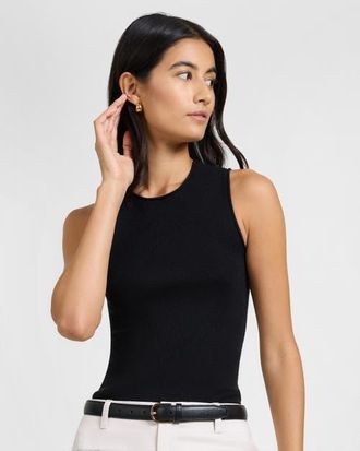 Onia Fitted Micro Rib Tank in Black at Nordstrom, Size Medium