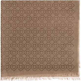 Ferragamo Monogram Sjaal - Heren - Sjaals - Bruin - ONE Size - Katoen - Accessoires