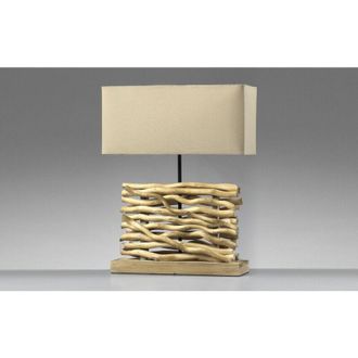 Onli lampada da tavolo marica legno e tessuto, e27