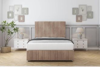 Comfort Beds Lorenzo Naples Divan Set 2 Drawers-54 Headboard-Footboard in Light Brown | Size: Small Double