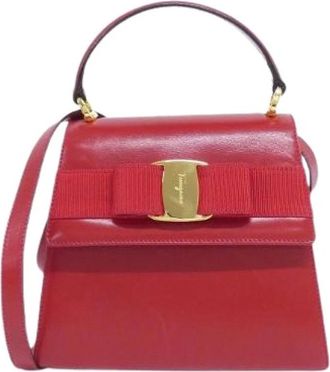 Ferragamo Pre-owned Handbags, female, Red, Size: ONE SIZE Pre-owned Leather Shoulder Bag
