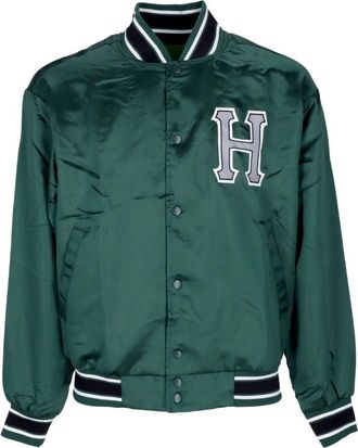 HUF Groene Satijnen Baseballjas - Heren - Bomber jackets - Groen - XL - Satijn - Jassen