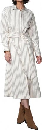 Greylin Cosette Open Back Shirt Dress In Beige/green