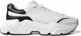 Dolce & Gabbana Chique Zwarte en Witte Leren Sneakers - Dames - Sneakers - Wit - 40 EU - Leer - Schoenen