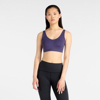 New Balance Donna NB RC Bra in Viola, Maglia di Poliestere, Taglia XL