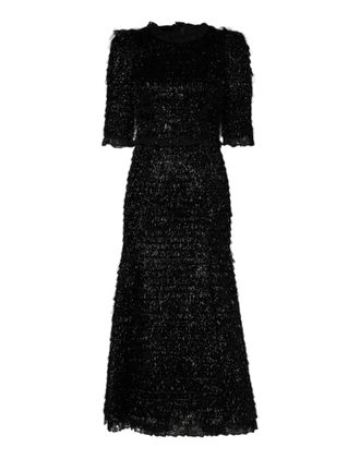Dolce & Gabbana Womens Metallic Black Polyester A-Line Midi Dress Pa+pl+se