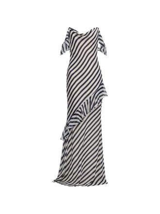 Self Portrait Stripe Georgette Maxi Dress