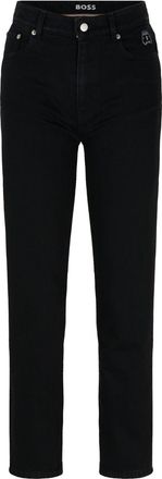 HUGO BOSS Dames Boss Straight-Fit Cropped Jeans in Zwart