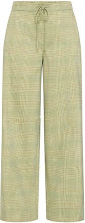 Ichi Ihjoli Plaid Drawstring Straight Leg Pants in Green Check at Nordstrom, Size 10 Us