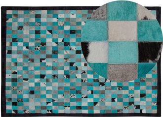 Beliani Rug NIKFER Turquoise 160 x 230 cm Leather