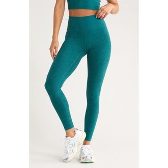 Zella Renew M&eacute;lange High Waist Leggings in Teal Atlantic Melange at Nordstrom Rack, Size Medium