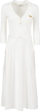 Elisabetta Franchi Abito di Maglia - Dames - Kleedjes - Wit - L - Kleedjes