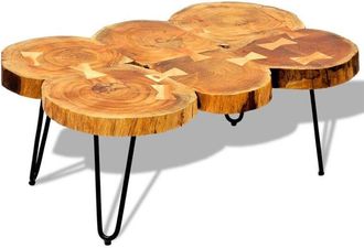 vidaXL Vidaxl - Mesa de centro con 6 troncos madera maciza de acacia 35 cm