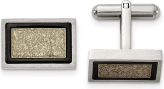 Diamond2Deal Stainless Steel Brushed and Textured Black and Yellow IP-plated Cufflinks