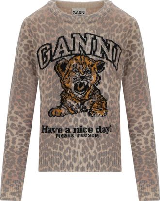 Ganni MAGLIONE GIROCOLLO ANIMALIER GANNI