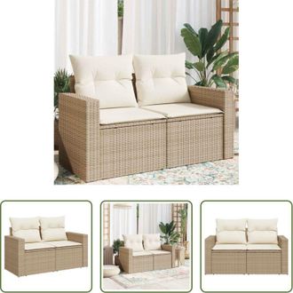 vidaXL Seduta esterna - Divano da Giardino con Cuscini a 2 Posti Beige in Polyrattan