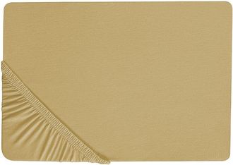 Beliani S&aacute;bana De Algod&oacute;n Verde Oliva 140 X 200 Cm Ajustable Bordes El&aacute;sticos S&oacute;lido Janbu