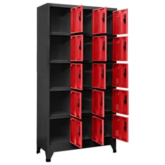 Berkfield Home Locker Cabinet Anthracite & Red 90x40x180 cm Steel | Size: 90 x 40 x 180 cm