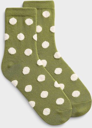 Simons Womens Plush large-dot socks