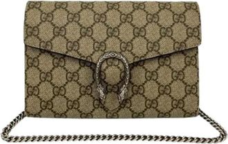 Gucci Pre-owned Cross Body Bags, female, Beige, Size: ONE SIZE Pre-owned Wallet on Chain