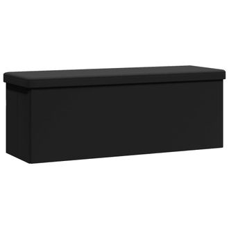 vidaXL Banco De Almacenaje Plegable De Pvc Negro Vidaxl