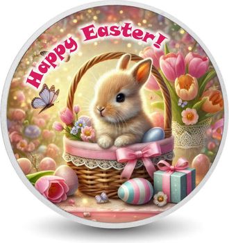 OEM Feliz Pascua: Conejito En Flor, Moneda De Plata De 1 Oz