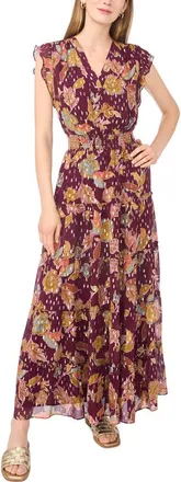 Vince Camuto Foil Tiered Maxi Dress in Apple Red at Nordstrom, Size X-Small