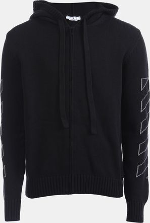Off-white Mens Off White Diagonal Outline Zip Hoodie in Black Grey Cotton - Size 2XS