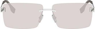 Fendi Sky Rimless Rectangular Sunglasses in Shiny Palladium/brown Mirror at Nordstrom