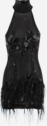 Just Cavalli Technical Jersey Dress With Feathered Details